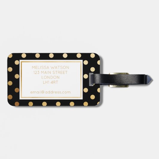 Gold und schwarzer Tupfen-Gepäckanhänger Gepäckanhänger (Rückseite horizontal)