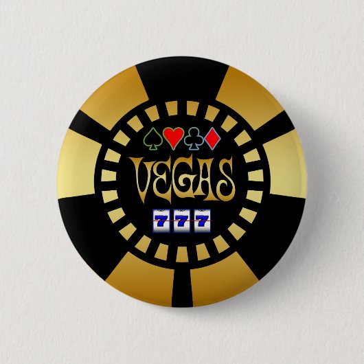 GOLD UND SCHWARZER VEGAS-POKER-CHIP BUTTON (Vorderseite)