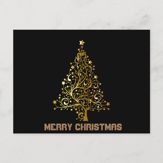 Gold und Schwarzer Weihnachtsbaum Postkarte (Vorderseite)