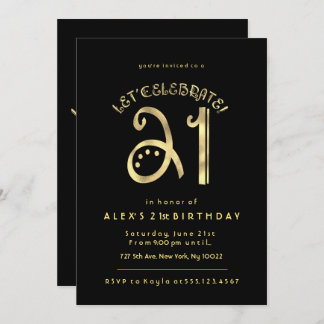 Gold und Schwarzes, 21. Geburtstags-Einladungen Einladung