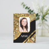 Gold und schwarzes Bling Postkarte (Stehend Vorderseite)