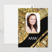 Gold und schwarzes Bling Postkarte (Vorne/Hinten)