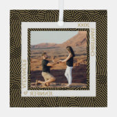 Gold und Schwarzes Foto Ornament Aus Glas (Rückseite)