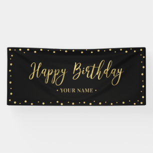 Gold- und schwarzes Happy Birthday Party-Banner Banner