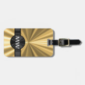Gold und Schwarzes mit Monogramm Gepäckanhänger (Vorderseite horizontal)