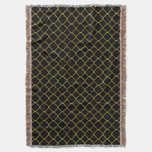 Gold und schwarzes Quatrefoil Decke (Vorderseite Vertikal)