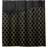 Gold und schwarzes Quatrefoil Muster Duschvorhang (Vorderseite)