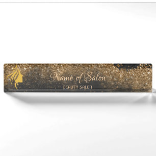 Gold- und schwarzes Tisch-Tent-Schild Namensplakette