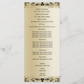 Gold und SchwarzFlorale Hochzeitsprogramm-Lace Programm (Rückseite)