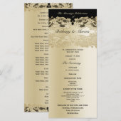 Gold und SchwarzFlorale Hochzeitsprogramm-Lace Programm (Vorne/Hinten)