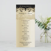 Gold und SchwarzFlorale Hochzeitsprogramm-Lace Programm (Stehend Vorderseite)