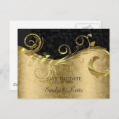 Gold- und Schwarzmantel mit Schwirl - Save the Dat Ankündigungspostkarte (Vorne/Hinten)
