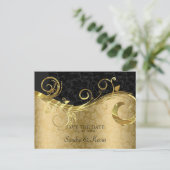 Gold- und Schwarzmantel mit Schwirl - Save the Dat Ankündigungspostkarte (Stehend Vorderseite)