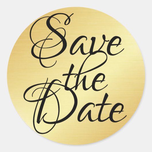 Gold- und Schwarztypografie Save the Date Runder Aufkleber (Vorderseite)