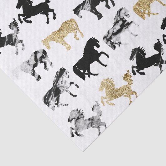 Gold und Schwarzweiss-moderne Marmorierungpferde Seidenpapier (Ausschnitt)