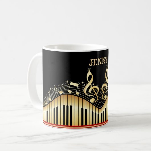 Gold- und Schwarzwurzeln und -schlüssel Kaffeetasse (Vorderseite Links)