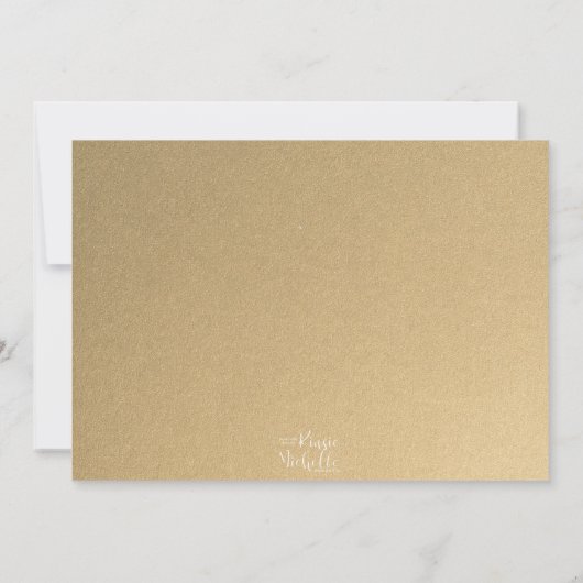 Gold und Script Modern Save the Date Card (Rückseite)