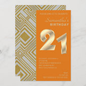 Gold und Silber Art Deco Einladung zum Geburtstag (Vorne/Hinten)