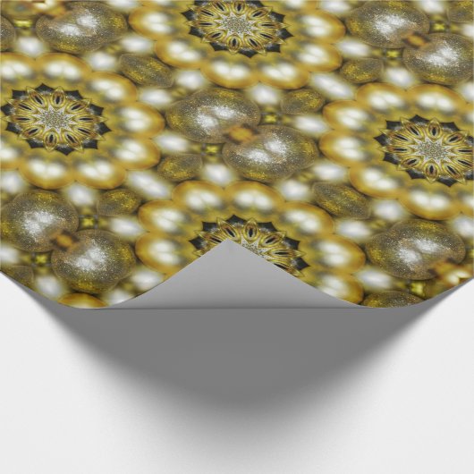 Gold und Silber Baubles Weihnachtswrapping Paper Geschenkpapier (Ecke)
