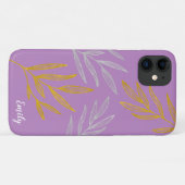 Gold und Silber Blätter Personalisiert Phone Case (Rückseite (Horizontal))