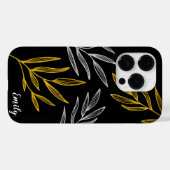 Gold und Silber Blätter Personalisiert Phone Case (Rückseite (Horizontal))
