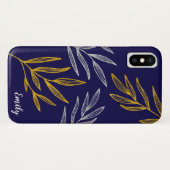 Gold und Silber Blätter Personalisiert Phone Case (Rückseite (Horizontal))