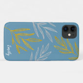 Gold und Silber Blätter Personalisiert Phone Case (Rückseite (Horizontal))