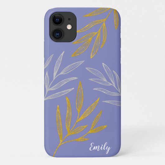 Gold und Silber Blätter Personalisiert Phone Case (Rückseite)