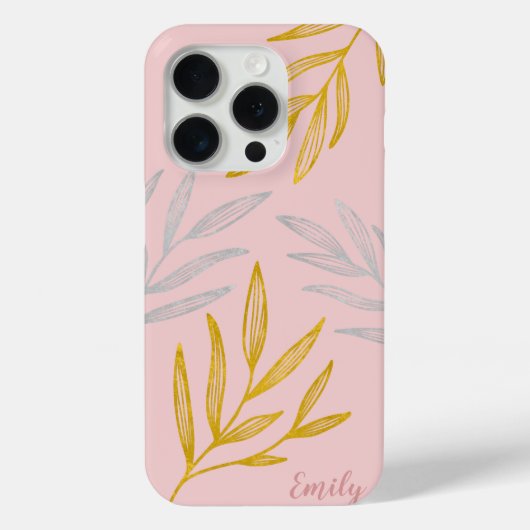 Gold und Silber Blätter Personalisiert Phone Case (Rückseite)