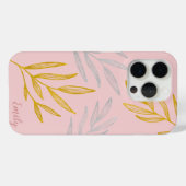 Gold und Silber Blätter Personalisiert Phone Case (Rückseite (Horizontal))