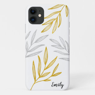 Gold und Silber Blätter Personalisiert Phone Case