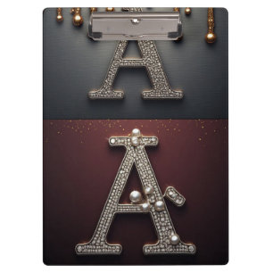 Gold- und Silber-Buchstabe A-Monogramm Klemmbrett