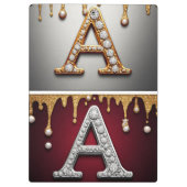 Gold- und Silber-Buchstabe A-Monogramm Klemmbrett (Rückseite)