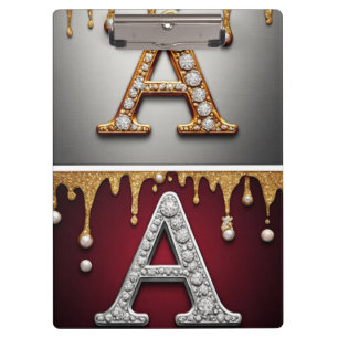 Gold- und Silber-Buchstabe A-Monogramm Klemmbrett
