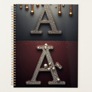 Gold- und Silber-Buchstabe A-Monogramm Planer