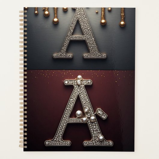 Gold- und Silber-Buchstabe A-Monogramm Planer (Vorderseite)