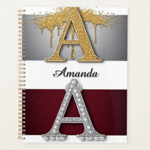 Gold- und Silber-Buchstabe A-Monogramm Planer