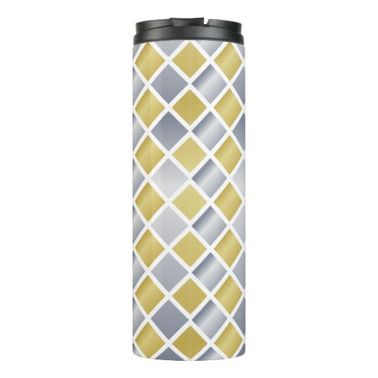 Gold und Silber (Diamond Checkered) Thermosbecher (Rückseite)