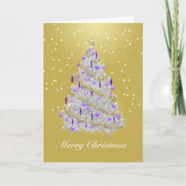 Gold und Silber Frohe Weihnachtsbaum Feiertagskarte