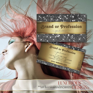 Gold und Silber Glitzer Leuchtende Sterne Elegante Visitenkarte