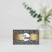 Gold und Silber Glitzer Leuchtstars Logo Moderne Visitenkarte (Stehend Vorderseite)