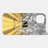 Gold und Silber Glitzer mit Monogramm Case-Mate iPhone Hülle (Rückseite (Horizontal))