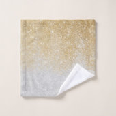 Gold und Silber Glitzer Ombre Luxury Design Badhandtuch Set (Waschlappen)