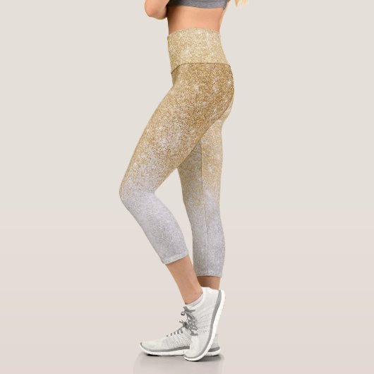 Gold und Silber Glitzer Ombre Luxury Design Capri Leggings (Links)