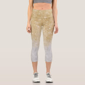Gold und Silber Glitzer Ombre Luxury Design Capri Leggings (Vorderseite)