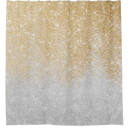 Gold und Silber Glitzer Ombre Luxury Design Duschvorhang (Vorderseite)