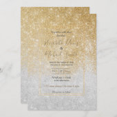 Gold und Silber Glitzer Ombre Luxury Design Einladung (Vorne/Hinten)