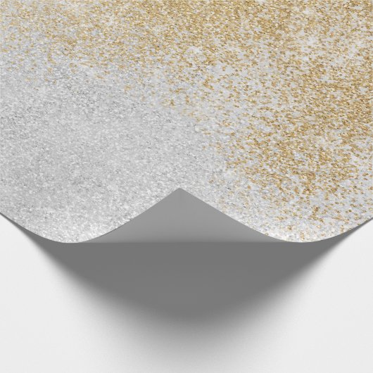 Gold und Silber Glitzer Ombre Luxury Design Geschenkpapier (Ecke)