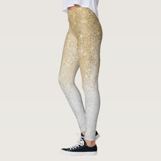Gold und Silber Glitzer Ombre Luxury Design Leggings (Links)