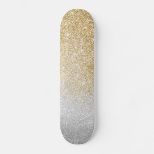 Gold und Silber Glitzer Ombre Luxury Design Skateboard (Vorderseite)